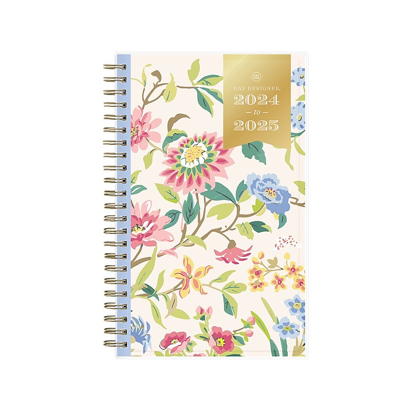 2024-2025 Blue Sky Day Designer Climbing Floral Blush 5" x 8" Academic Weekly & Monthly Planner, Plastic Cover, Multicolor image 1