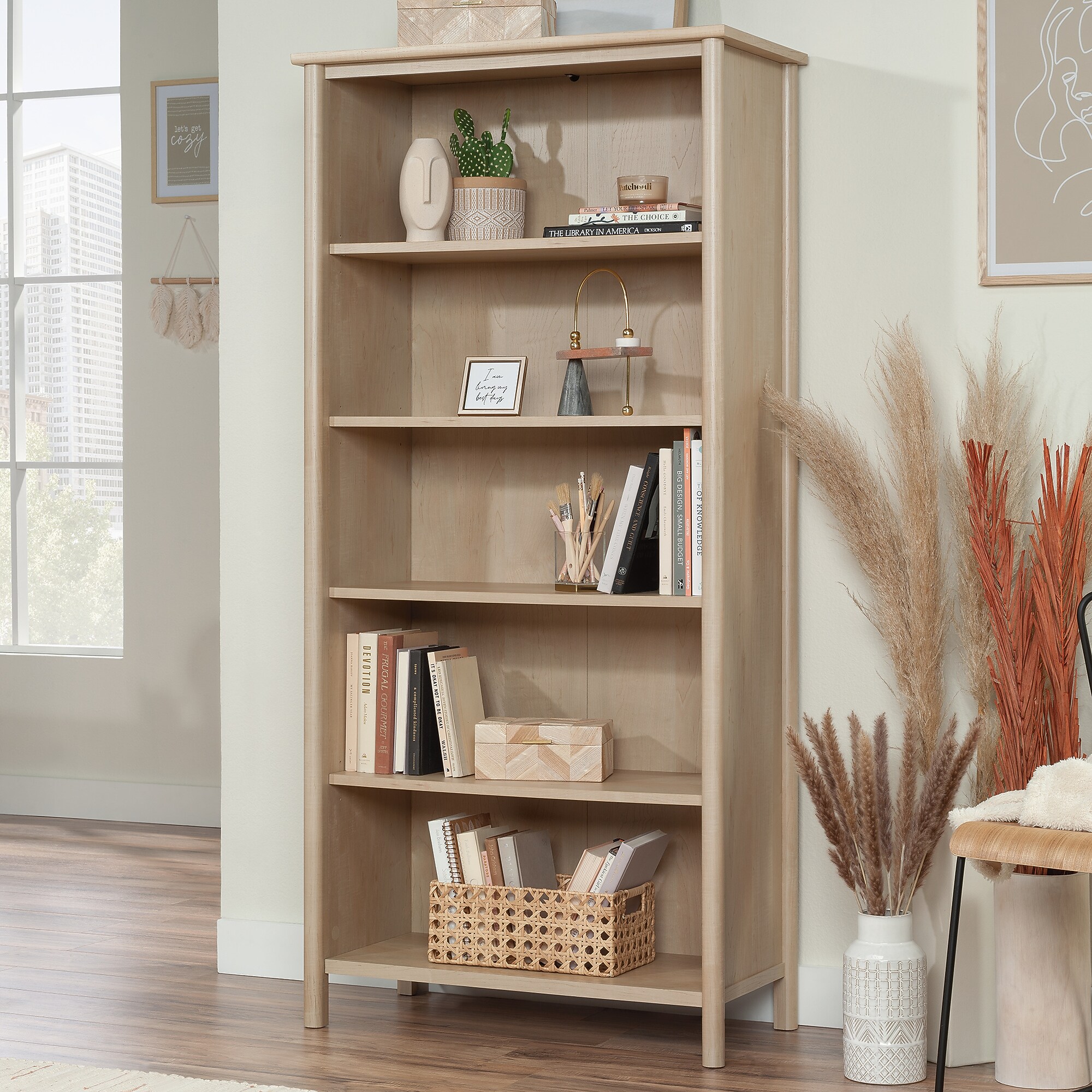 Sauder Whitaker Point 66″H 5-Shelf Bookcase, Natural Maple (429376) Sansujyuku sansujyuku.com