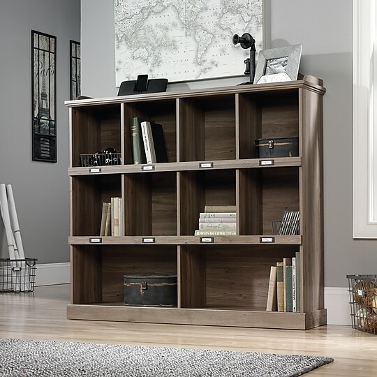 Oak Wood Veneer Industrial Bookcases Bookshelves Staples