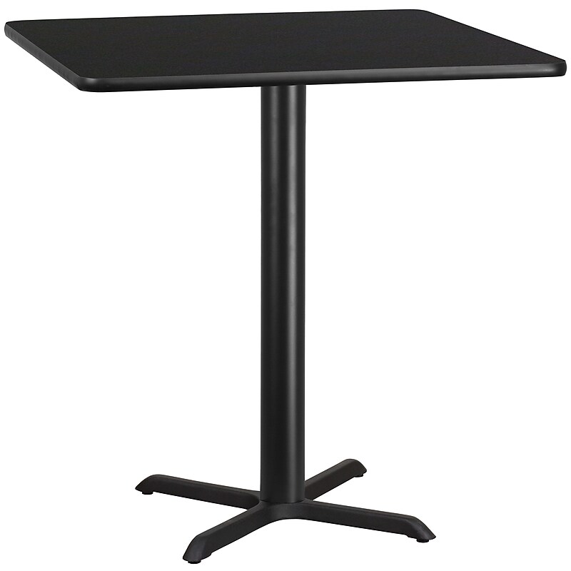 Flash Furniture Square Laminate Table Top with 33" x 33" Bar-Height Table Base, 42" x 42", Black (XUBK4242T3333B) image 1