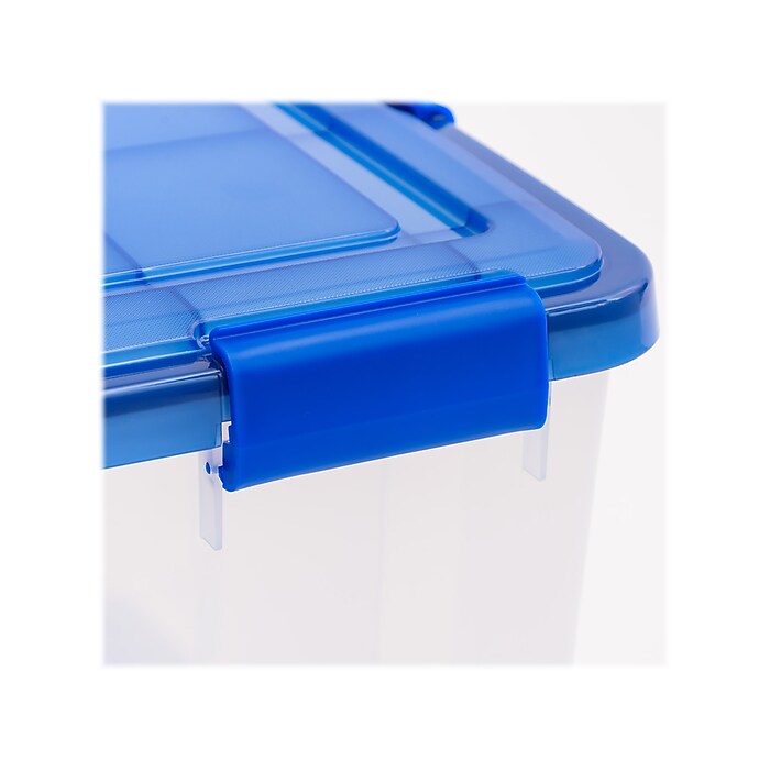 Iris WeatherPro 40 Qt. Latch Lid Storage Bin, Clear/Blue