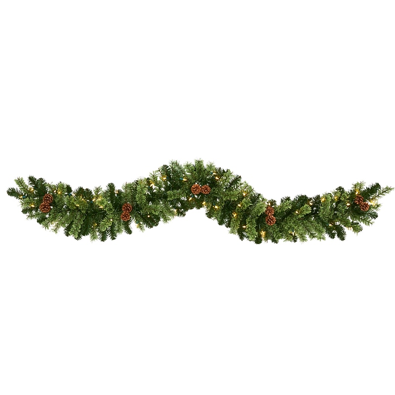 Nearly Natural Christmas Artificial Garland and Pine Cones, 6' (4459) image 1