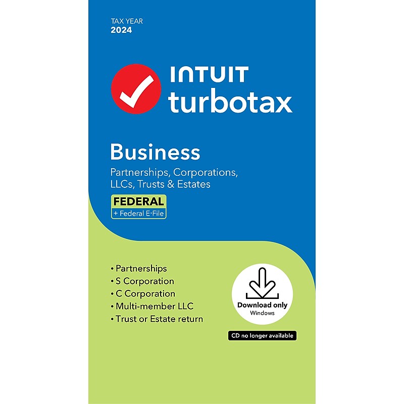 TurboTax Business 2024 for 1 User, Windows, Product Key Card (5108997) image 1