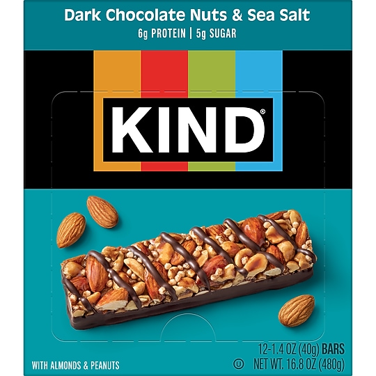 KIND Gluten Free Dark Chocolate Nuts & Sea Salt Nut Bar, 16.8 oz., 12 Bars/Box (PHW25795)~#|#~A2DA636A-A56E-4CA6-80A4725652E75729_sc7