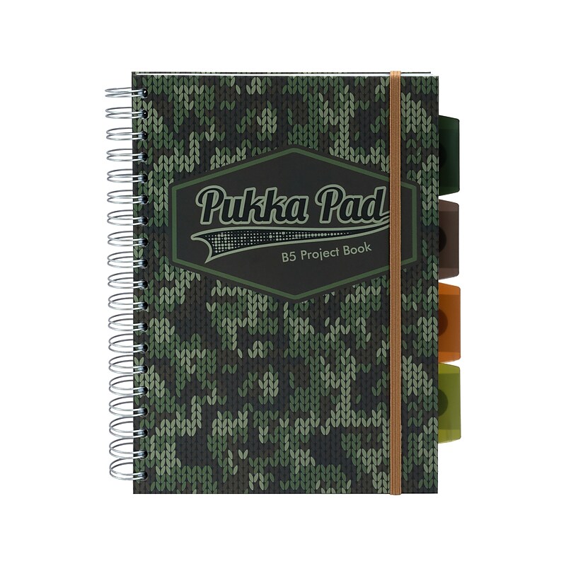 Pukka Pad Camo Knit B5 5-Subject Notebooks, 7" x 10", Ruled, 100 Sheets, Green, 3/Pack (9756-CAM) image 1