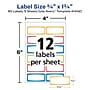 Avery Water-Resistant Laser/Inkjet ID Labels on 4" x 6" Sheets, 3/4" x 1-3/4", Assorted Border Colors, 60 Labels/Pack (41442)~#|#~A2EA0FAC-183F-47DA-86D8D4472F63A534_sc7