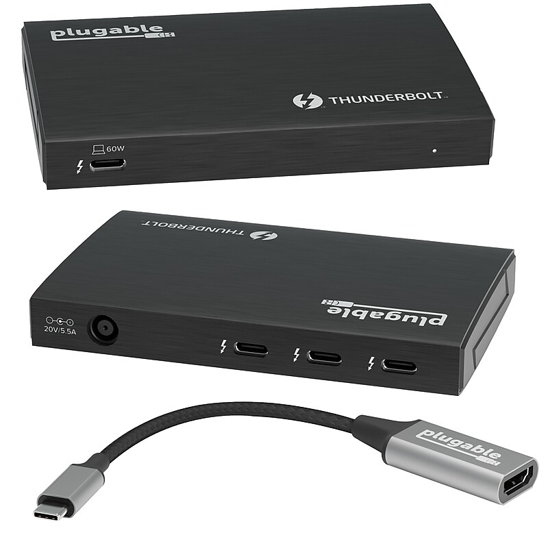 Plugable 4-Port USB-C Hub, Black (TBT4-HUB3C) image 1