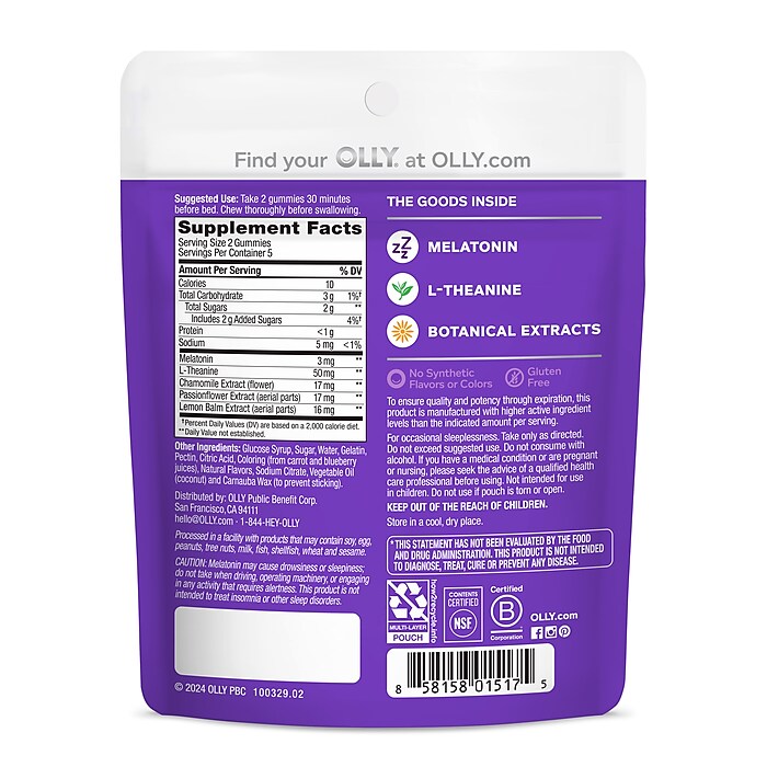 OLLY Sleep Gummy, Blackberry Zen, 10/Pack (01517) | Staples