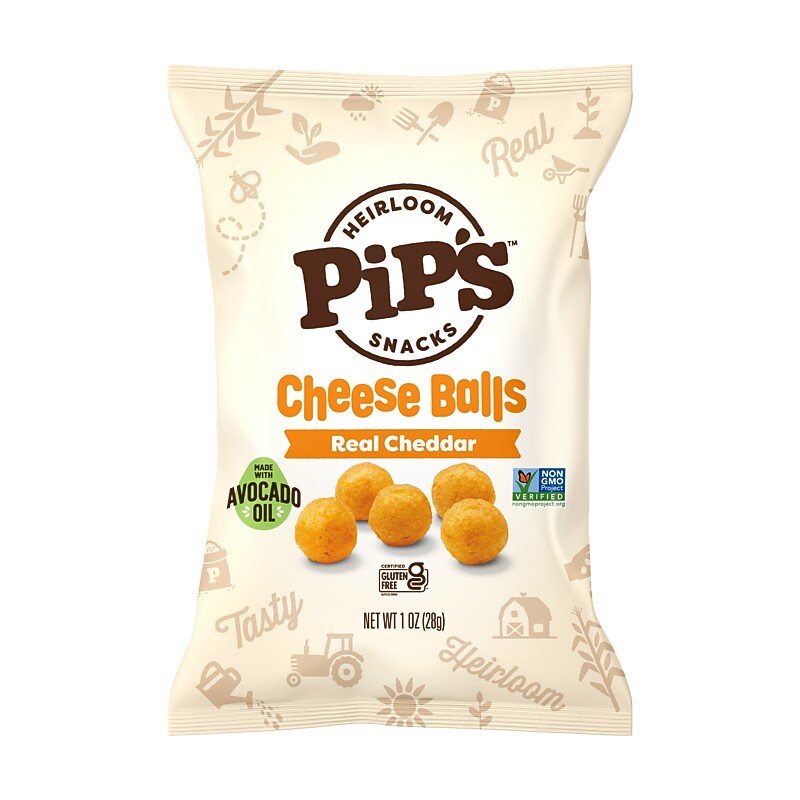 Pipcorn Gluten Free Real Cheddar Cheese Balls, 1 oz., 24 Bags/Carton (CBC1C24) image 1