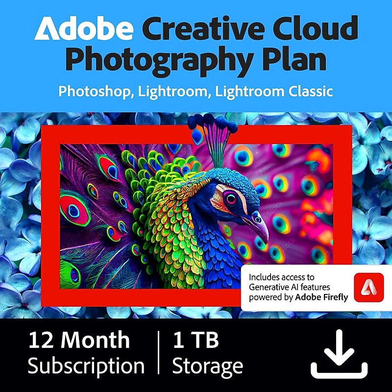 Adobe Creative Cloud Photography Plan for 1 User, Windows/macOS, Download image 1