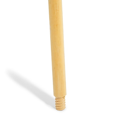 60-Inch Wood Push Broom Handle With Threaded Metal Tip - Natural Finish