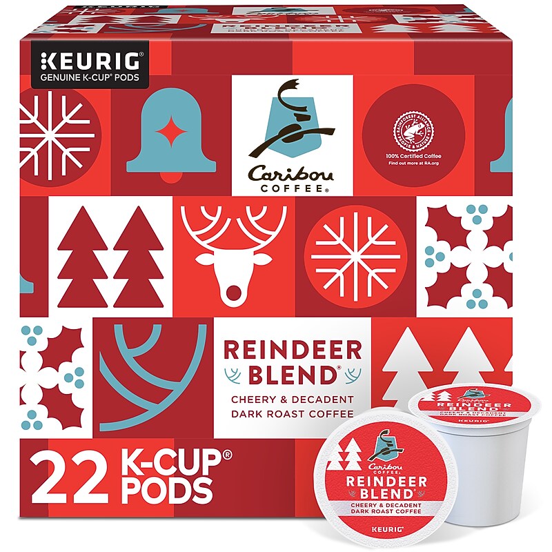 Keurig Reindeer Blend Caffeinated Hot & Iced Coffee Keurig K-Cup Pods, Dark Roast, 22/Box (5000357727) image 1