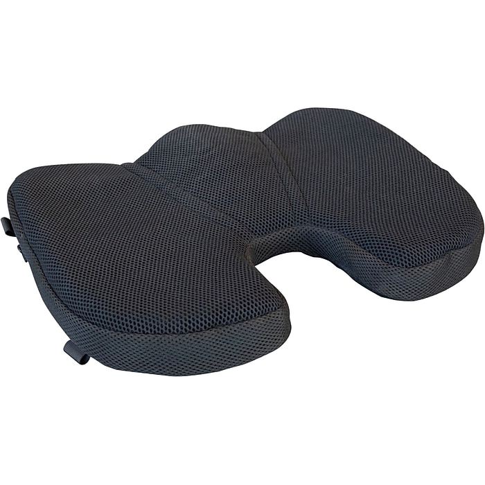 Luxor TPE Gel/Polyester Ergonomic Chair Cushion, Black/Sky Blue