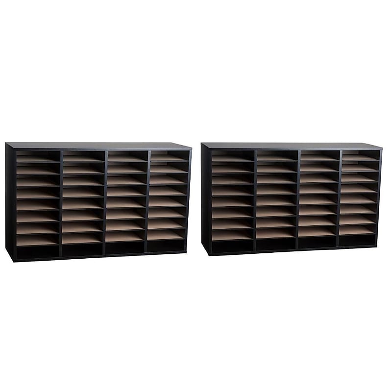 AdirOffice 500 Series 36 Compartment Literature Organizers, 39.3" x 11.8", Black, 2/Pack (500-36-BLK-2PK) image 1