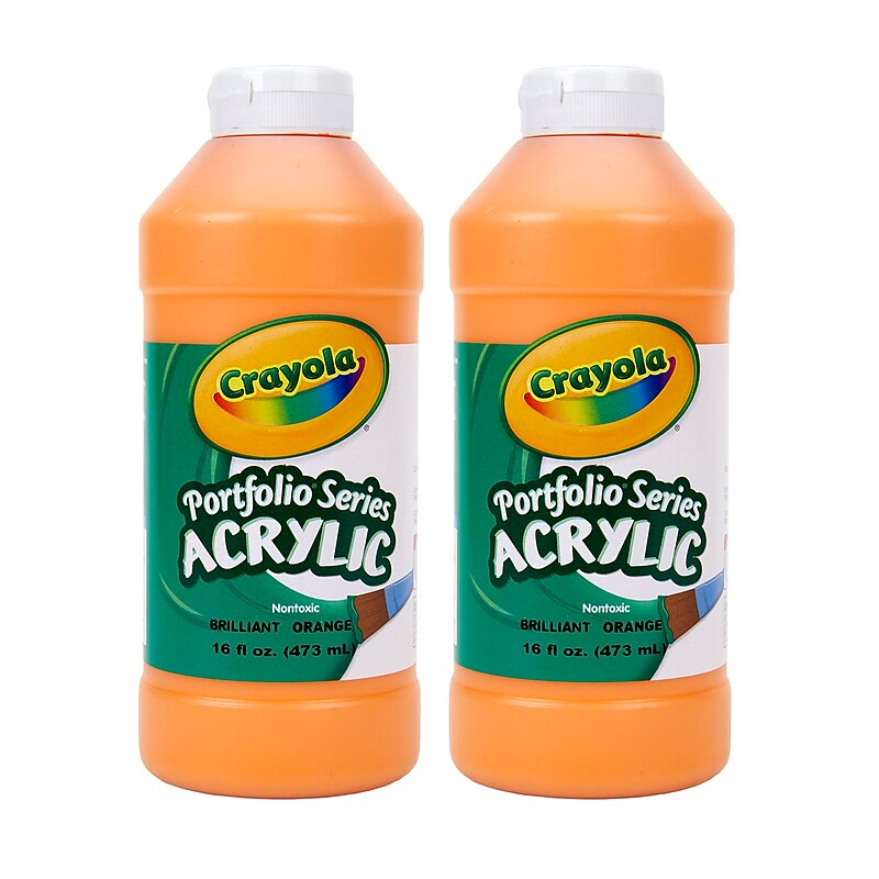 Crayola Portfolio Series Acrylic Paint, Brilliant Orange, 16 oz., 2/Bundle (BIN204016720-2) image 1