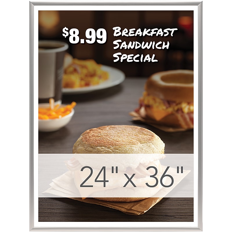 Excello Global Products 24" x 36" Plastic Poster Frames (PPFRM-2436-SLV) image 1