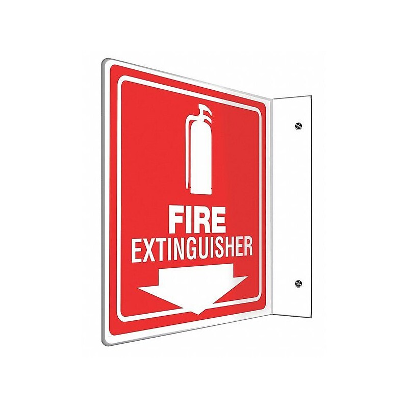 Accuform Fire Extinguisher Projection Sign, White/Red, 8"H x 8"W (PSP729) image 1