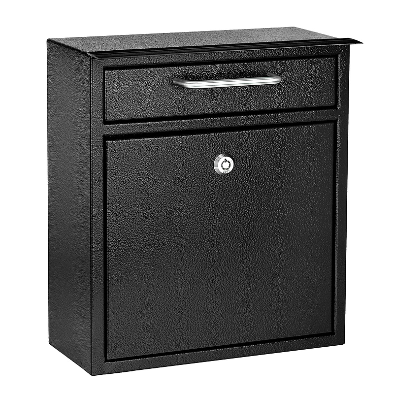 AdirOffice Steel Ultimate Locking Wall Mounted Drop Box Interoffice Mailbox, Medium, Black (631-05-BLK-PKG) image 1