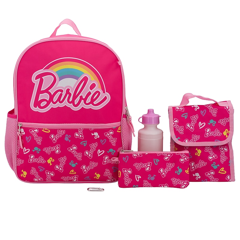Accessory Innovations Kids 5-Piece Barbie Laptop Backpack Set, Medium, Pink (B25BA64000-RS) image 1