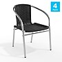 Flash Furniture Lila Aluminum/Rattan Stacking Chair, Black, 4/Pack (4TLH020BK)~#|#~A33D90A4-B81B-4ABA-B970FBDE03DEE572_sc7