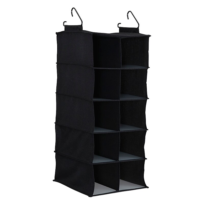 Household Essentials Hanging Shoe Organizer with 10 Pockets, Black (7610-1) image 1