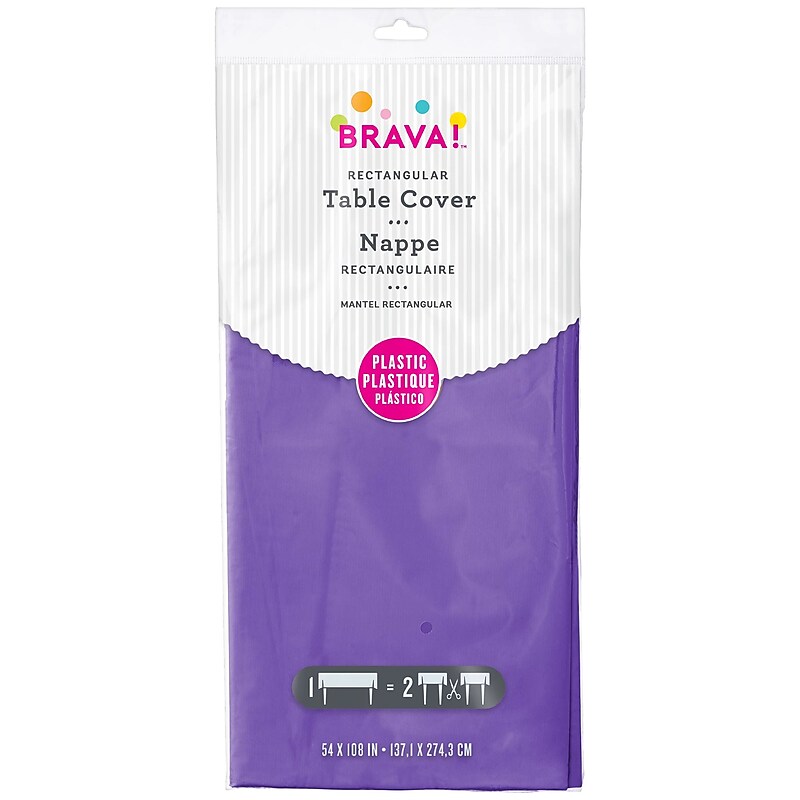 Party City Solid Color 108" x 54" Plastic Table Cover, Purple (AM77015-106-PC) image 1