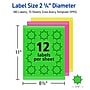 Avery Sure Feed Laser Burst Label, 2 1/4" Dia, Assorted Neon, 180 Labels/Pack (5995)~#|#~A343E579-71CE-4A8B-9B054B1548567686_sc7
