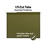 Staples 100% Recycled Reinforced Recycled Hanging File Folder, 1/3-Cut Tab, Letter Size, Standard Green, 25/Box~#|#~A34B5312-6E39-48A2-9A8560EF26E261F4_sc7