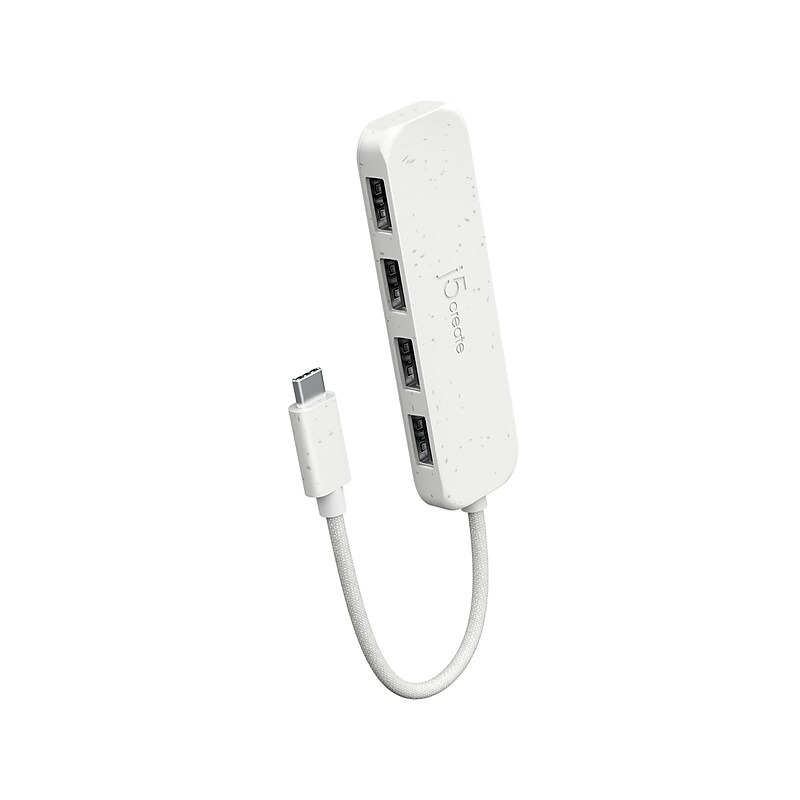 j5create Eco-Friendly 4-Port USB-C Hub, Pure White (JCH341EW) image 1