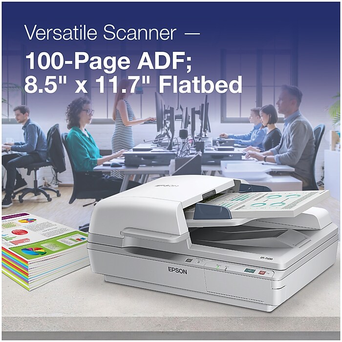 Epson WorkForce DS-7500 Color Document Scanner, Gray (B11B205321