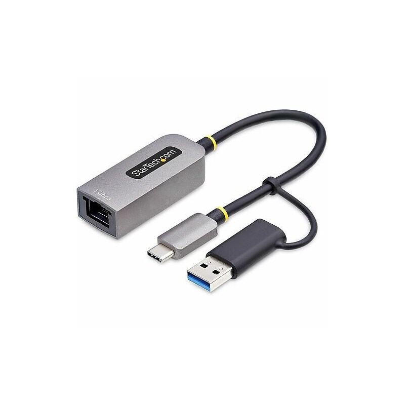 StarTech USB-C to Ethernet Adapter/USB-A Dongle, Male to Male, Gray (C21GA-USB-ETHERNET) image 1