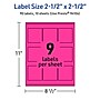 Avery Laser/Inkjet Square Multipurpose Labels, 2.5" x 2.5", Neon Magenta, 90/Pack (94104)~#|#~A360C0DD-6DBB-42C1-8FD3A05123539D4E_sc7