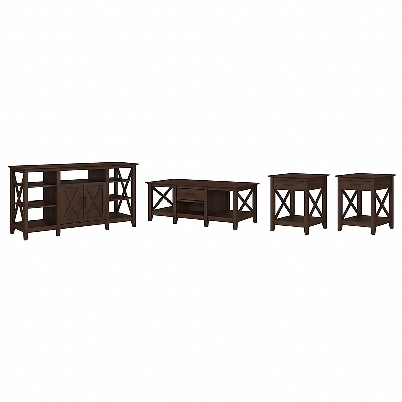 Bush Furniture Key West Manufactured Wood Console TV Stand, Screens up to 65", Bing Cherry (KWS025BC) image 1