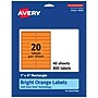 Avery Laser/Inkjet Multipurpose Rectangle Labels, 1" x 4", Bright Orange, 800/Pack (94202)~#|#~A36C0E11-322F-4DB8-AE89C4DE374D48C7_sc7