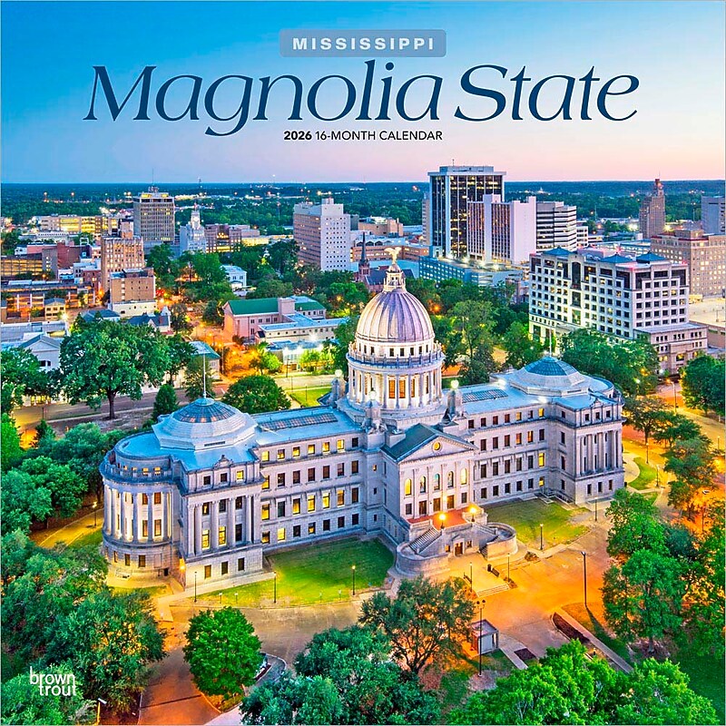 2026 BrownTrout Magnolia State Mississippi Places 12" x 12" Monthly Wall Calendar (9798330704446) image 1