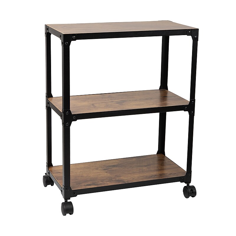 Mind Reader 3 Tier Rolling Cart Wood Metal Utility Cart, Black (WDMTCART3T-BLK) image 1