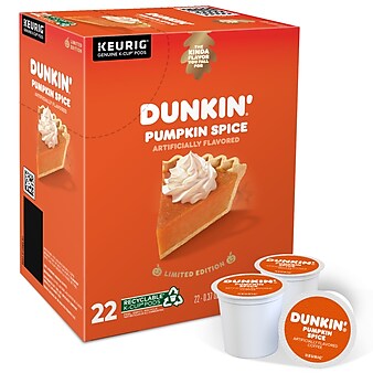 Dunkin' Pumpkin Spice Coffee Keurig® K-Cup® Pods, Light Roast, 22/Box (5000202812)