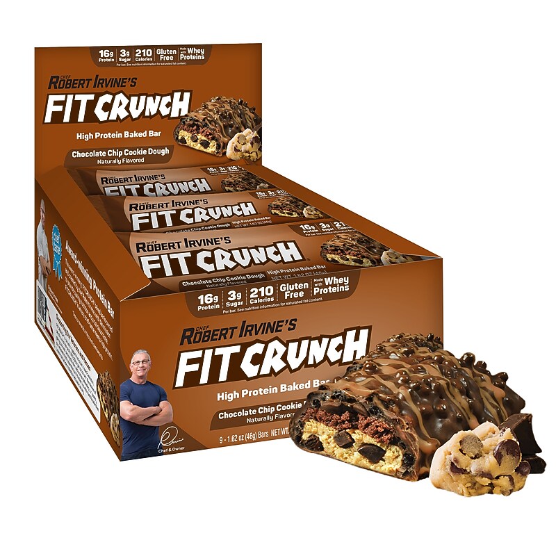 FitCrunch Gluten-Free Chocolate Chip Cookie Dough Protein Bar, 9 Bars/Box (FC203E) image 1