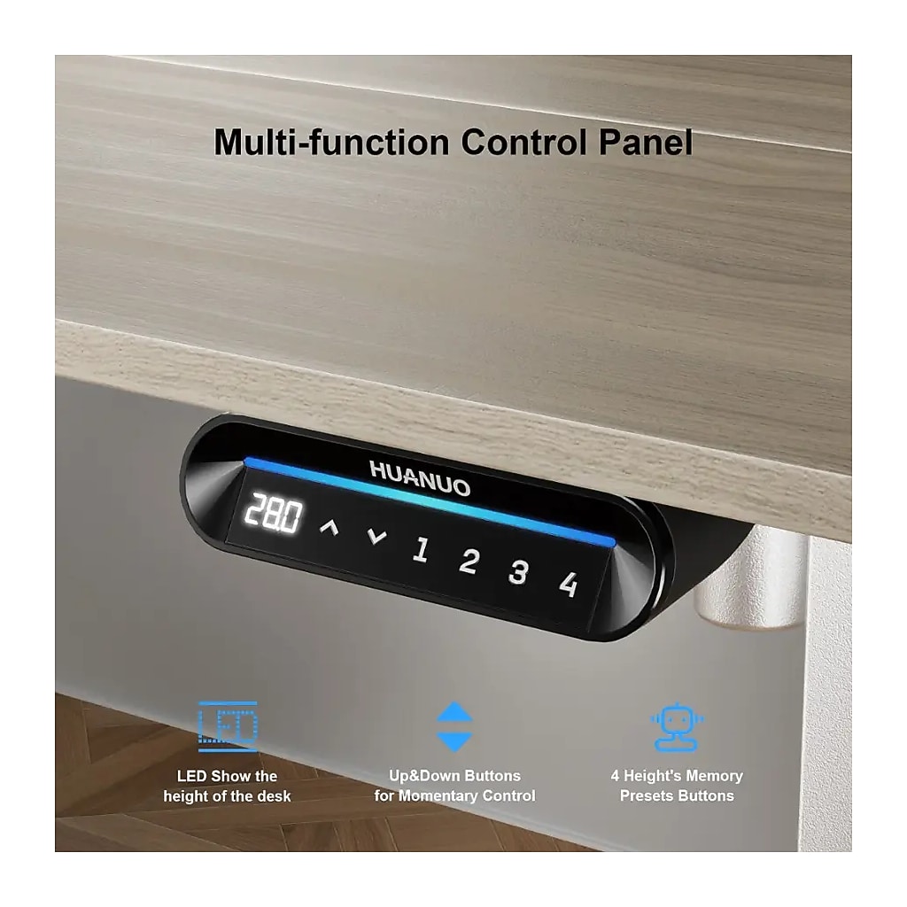 Close-up of height adjustment scale on control panel