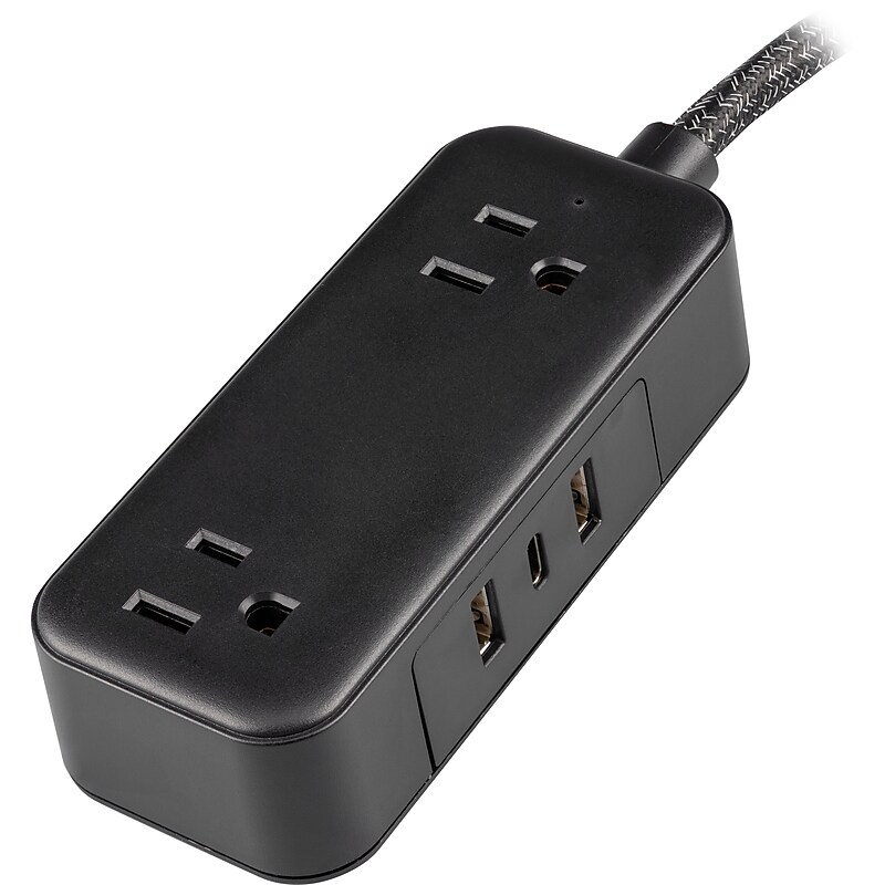 Philips 2-Outlet USB-A/USB-C Port Surge Protector, 6ft., 450 Joules, Black (SPS3564B/37) image 1