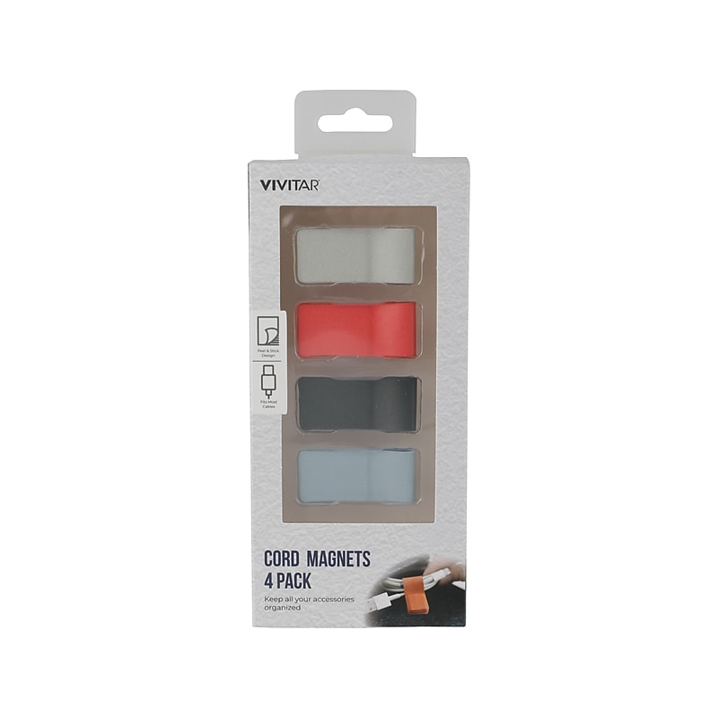 Vivitar Cord Magnets, Assorted Colors, 4/Pack (QUB3900ASTT3524) image 1