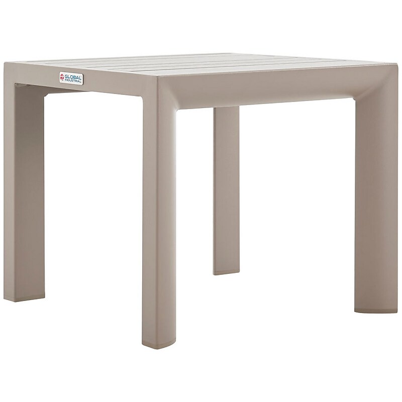 Global Industrial Outdoor Aluminum Slatted Side Table, Tan, 2/Pack (437001TN) image 1