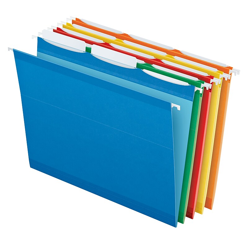 Pendaflex Ready-Tab 10 Premium Reinforced Hanging File Folder, 3-Tab, Letter, Assorted Colors, 25/Box (42621) image 1