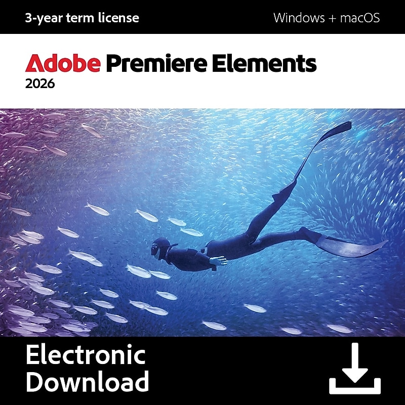 Adobe Premiere Elements 2026 Video Editing for PC & Mac, 3-Year, Download (ADO951800V261) image 1