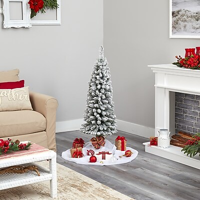 Nearly Natural 4' Flocked Pencil Artificial Christmas Tree - Thumbnail 5