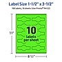 Avery Laser/Inkjet Multipurpose Decorative Edge Labels, 1.5" x 3.5", Neon Green, 100/Pack (94122)~#|#~A3E3C708-D3AE-490B-B9E91E09F2AE7985_sc7