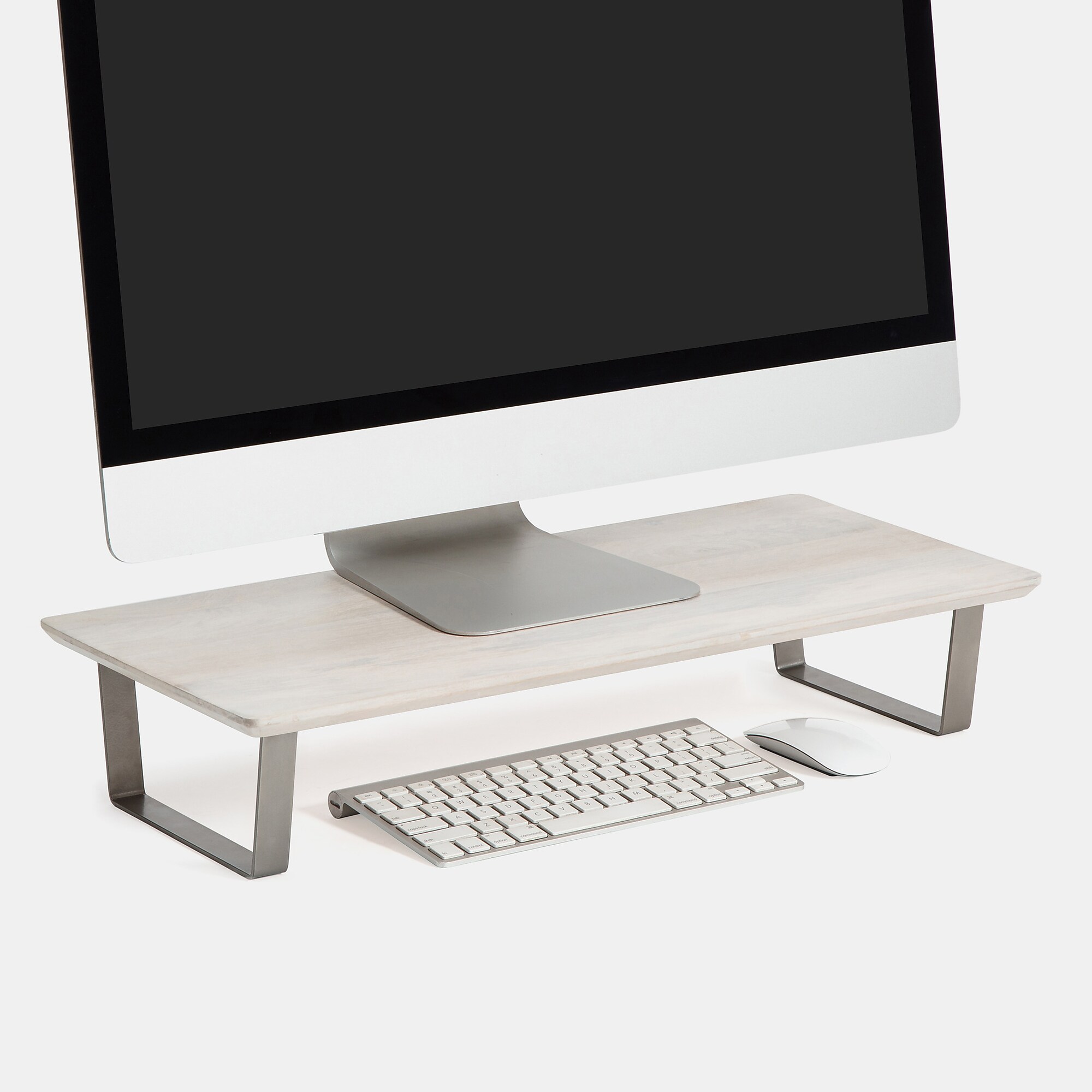 Anji Mountain Mango Wood & Metal Monitor Stand, Up to 32″ Monitor, White Wash (MS-WWS-06NKL) Sansujyuku sansujyuku.com
