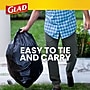 Glad Quick-Tie 30 Gallon Trash Bag with 100% PCR, 30" x 33", Low Density, 0.81 mil., Black, 10 Total Bags (00080)~#|#~A4002B5F-949F-4384-BC70C051160B373E_sc7