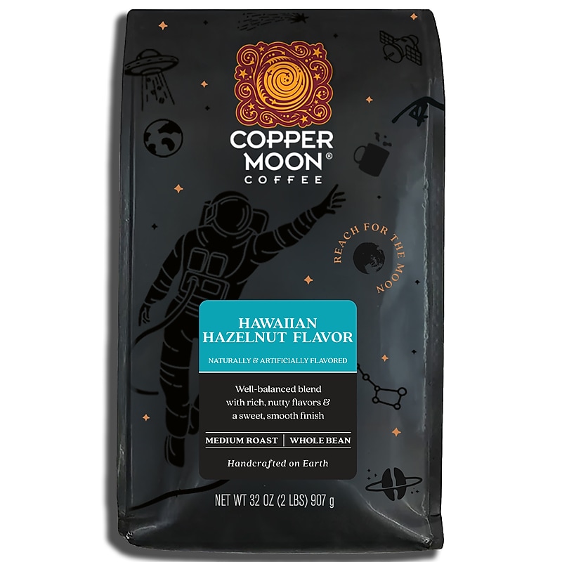 Copper Moon Hawaiian Hazelnut Beans Coffee, Medium Roast, 32 oz. (260286) image 1