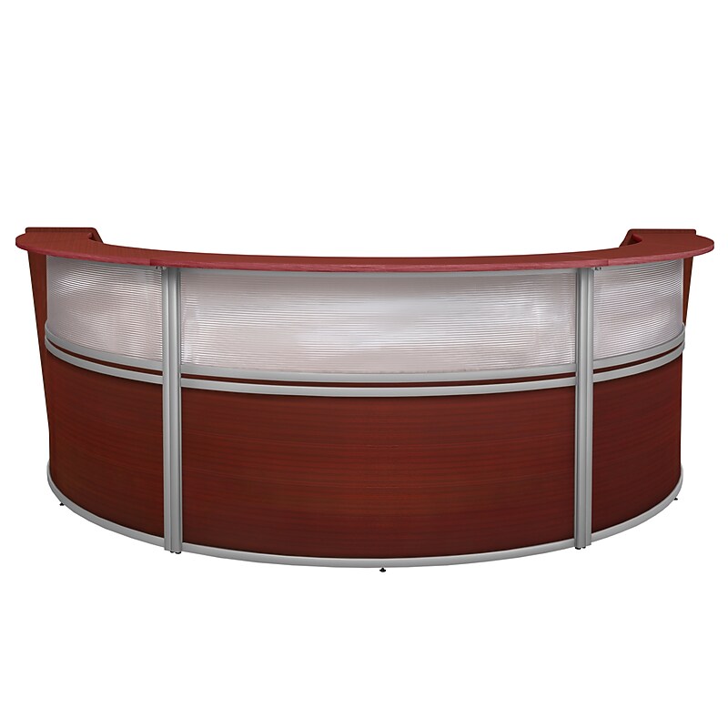 Regency Marque 144"W Curved Reception Desk Workstation, Mahogany (77313MH) image 1